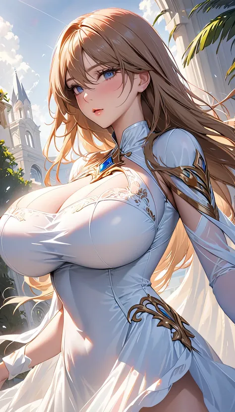 masterpiece:1.4,best-quality,Super Detail,Very Delicate and Beautiful, (( female hero ))), very gigantic breasts, slender