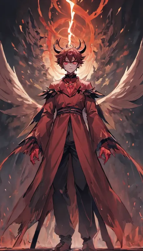 The devils character represents a terrifying entity with distorted features and eyes gleaming with evil. He appears with a massive and dark figure, dressed in a menacing attire that reflects his wicked personality, wielding a destructive weapon emitting da...