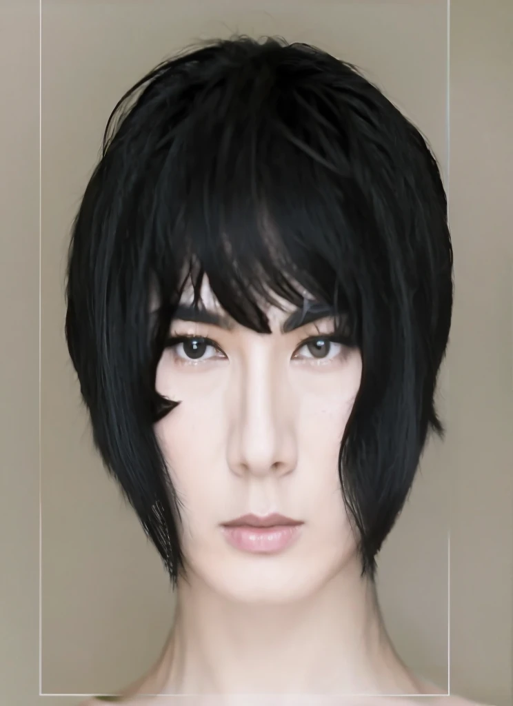 there is a digital drawing of a asian young man with a black hair, androgynous face, character concept portrait of me, halfbody portrait, detailed character portrait, attractive androgynous humanoid, with very highly detailed face, androgynous person, digi...