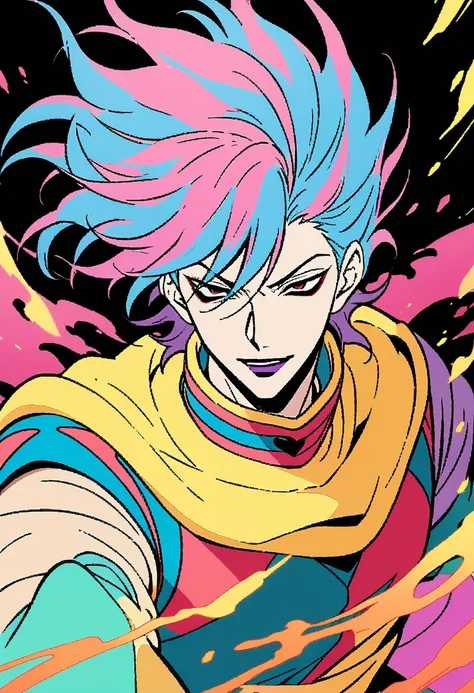 1boy, Hisoka, Hunter x Hunter, Oh, Hisoka, you wonderfully wicked clown! Hes a villain you just cant help but love to hate. His unpredictable nature and twisted sense of enjoyment in battle make him a standout antagonist, (masterpiece), (best quality), (ul...