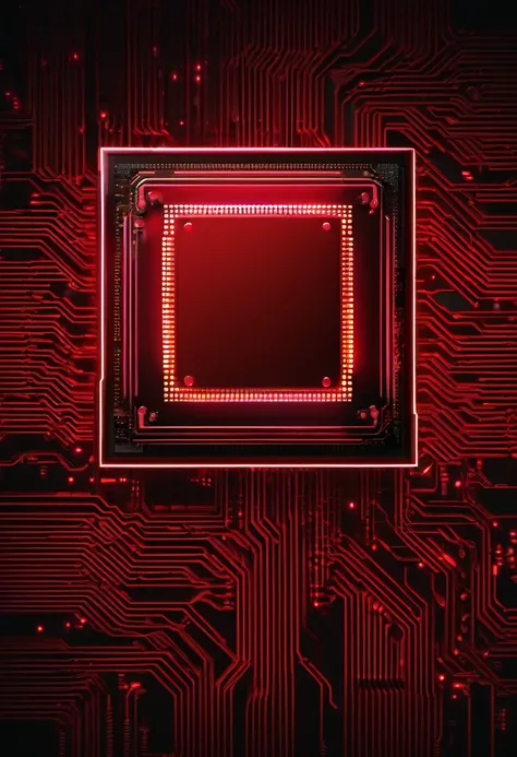 Red tecnology CPU with dark contrast neon 