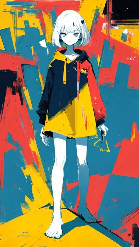 (shape: giant gram), (flat color:0.9),(colorful:1.1),(masterpiece:1,2), highest quality, masterpiece, High resolution, original, highly detailed wallpaper, looking at the viewer,,,1 girl,alone,Basquiat style