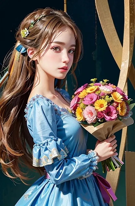 (ultra-detailed background, detailed background), disorganized, High resolution, super detailed, very detailed, 1 girl, (bouquet:1.3), (tangled:1.2), (geometric:1.2),(colorful),