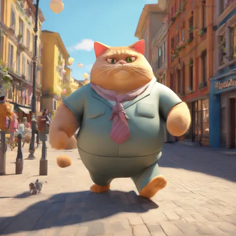 1 Fat cat (man 3D ) she walks around the town looking fat and everyone laughs at her and runs home