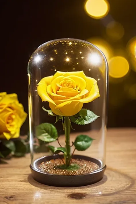 A rose in a jar　mysterious　Sparkling　yellow