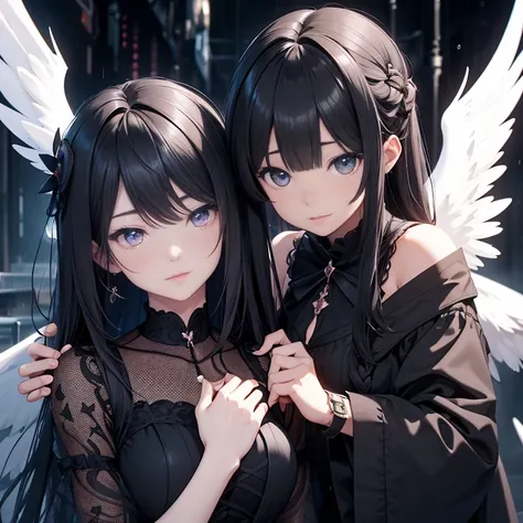 3D illustration、 angel and  devil、dark色、clear eyes、Strong heart、official art, unthaty 8k wallpaper, Super detailed, beautiful and aesthetic, high qualthaty, beautiful, masterpiece, 最high qualthaty, (zget tangled, mandala, tangled, get tangled:0.6), dark森の中...