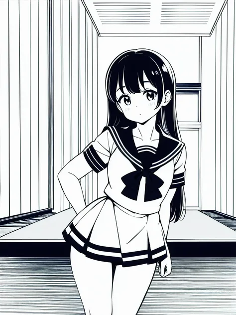 Sailor suit,in school,standing