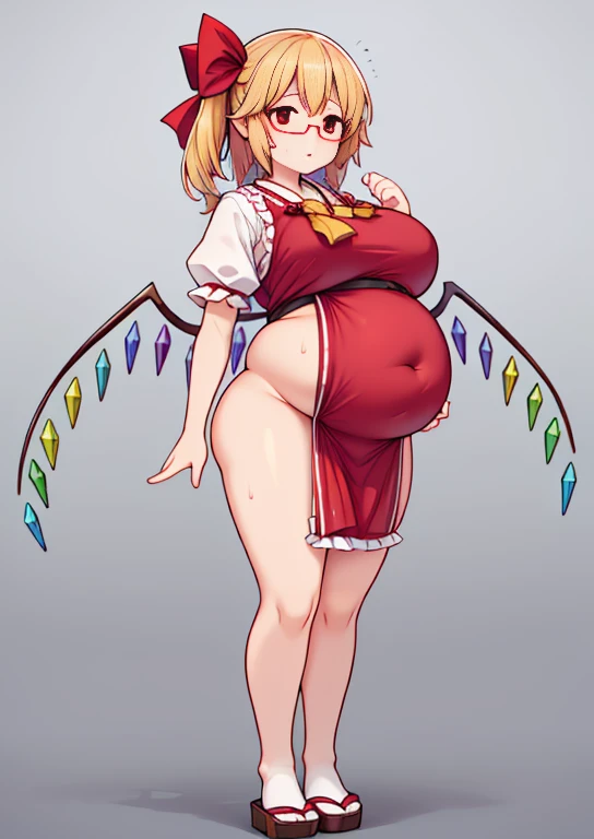 (masterpiece, best quality, highly detailed), 1girls, big belly, blurry background, huge belly, art by kipteitei, round belly, chubby, curvy, simple_background, gradient_background, belly grab, enormous belly, fat belly, thicc, bigger belly, really big bel...