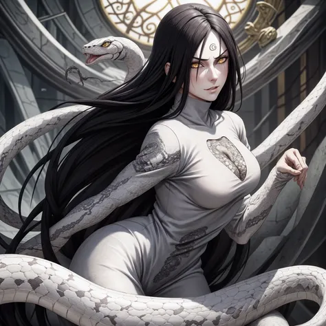 {-erro_de_anatomia:1.0} estilo anime, masterpiece, absurdities, orochimaru\(naruto\), 1girl solo, mature woman, oversized shirt ...