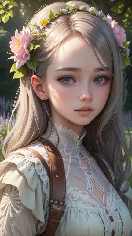 A girl in a garden,beautiful detailed eyes,beautiful detailed lips,extremely detailed eyes and face,longeyelashes,illustration,ultra-detailed,hdr,vivid colors,(best quality,4k,8k,highres,masterpiece:1.2),landscape,bokeh,soft natural lighting