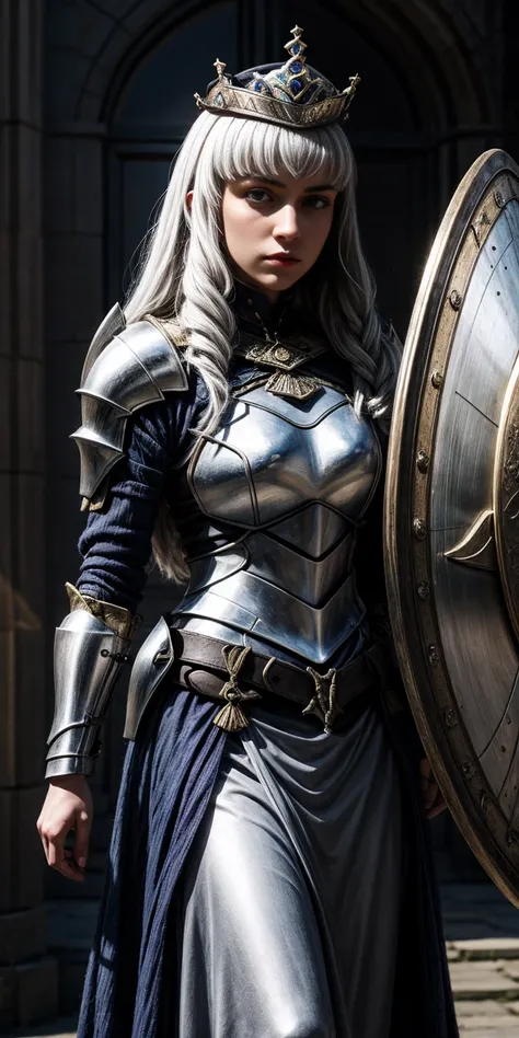 A female knight with Shield known as the Queens Shield