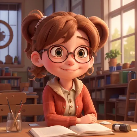 Once upon a time, in the halls of Maple Elementary School, there was a girl named Sandy. With her chestnut hair tied in two pigtails, she stood out amongst her peers, a symbol of intelligence and curiosity. Her glasses, thick and round, framed her bright, ...