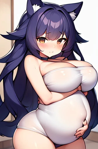 pregnant with many girls, Have cat ears,Pregnant, childbirth, work、A belly so huge that it can&#39;t exist in reality、Belly on the verge of bursting、Looks very painful、small face、Giant belly、Big belly、、masterpiece、very shy look、Are fat、Belly bigger than bo...