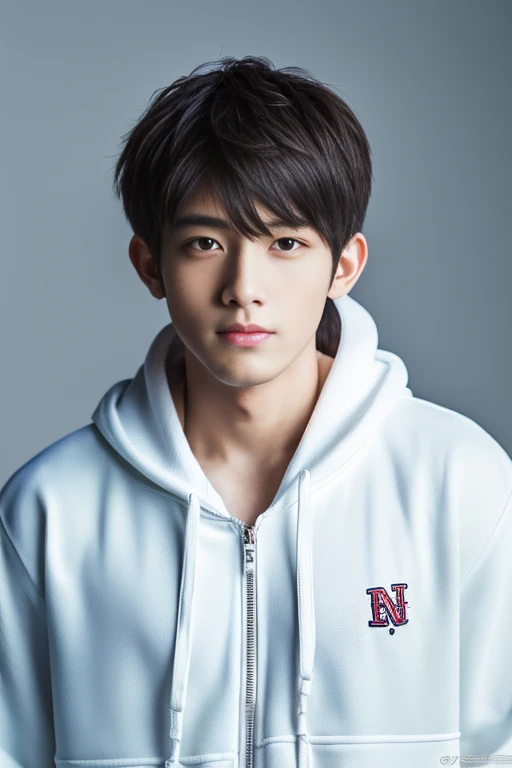 (8k, RAW photo, best quality, masterpiece:1.2), (realistic, photo-realistic:1.4), (extremely detailed 8k wallpaper),bishounen,1 man, 20yo,japanese,white hoodie,