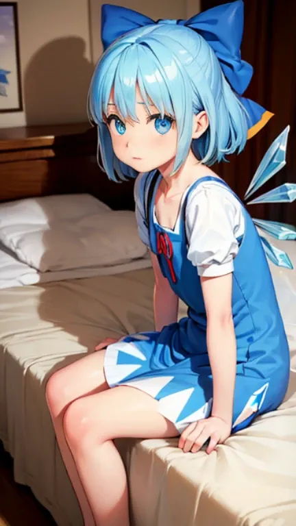 ((masterpiece)),((highest quality)),((anatomical)),((Realistic)),((realistic)),((cute)),((girl&#39;s room)),(((Cirno))),((beautiful eyes)),((baby face)),((petite)),