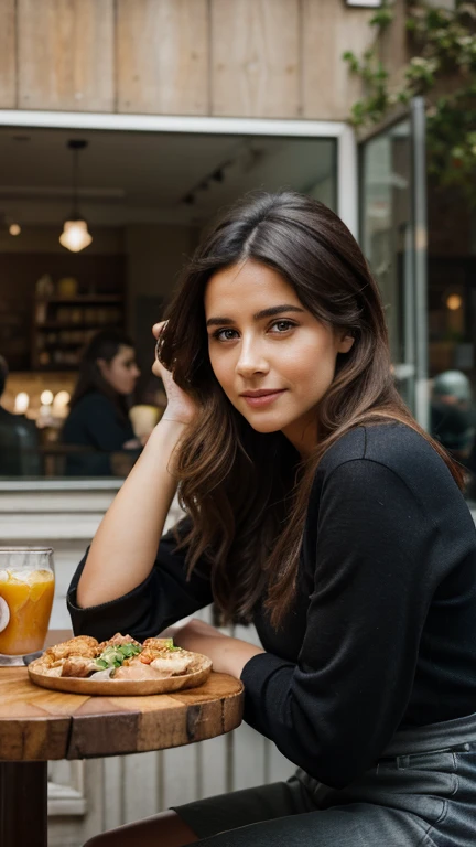 a woman sitting at a table with a plate of food, a character portrait by maud naftel, instagram contest winner, barbizon school,...