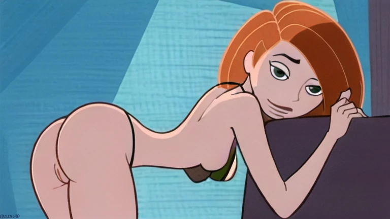 1girl, sexy, slut, topless, small_breasts, green eyes, highres, kim possible, kimberly ann possible, sexy pose, blushing, looking at viewer, slutty bikini, string bikini, microbikini nsfw, , ass, sexy, realistic, realism, photorealism, photo-realistic, hig...