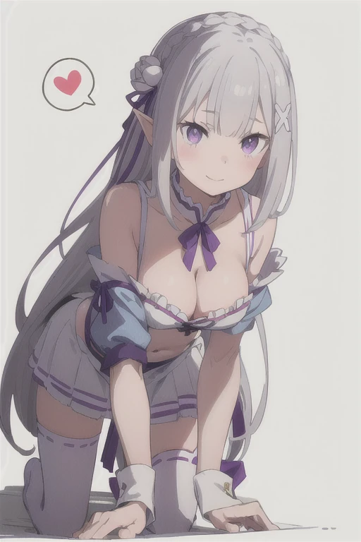 1 girl, alone, masterpiece, highest quality,
        maid, maid headdAgainss, frills, removed sleeve, Again:zero kara hajimeru isekai seikatsu, emilia, emilia (Again:zero), purple eyes, gAgainy hair, gray hair, long hair, Braid, crown Braid, dull bangs, si...