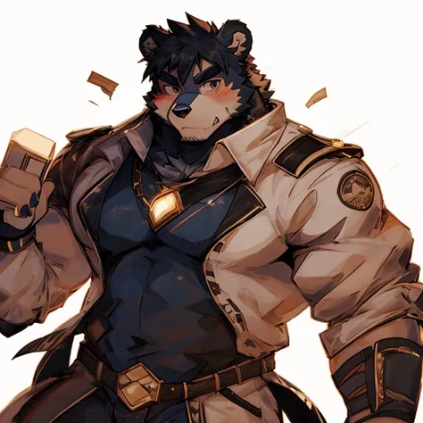 1furry male, bear furry, full body, , solo,  looking at viewer, blush, simple background, white background, black eyes, there were wounds on his skin,
volume light, best shadow,cinematic lighting, perspective pose, dynamic angle, wires, (damaged, amputee, ...