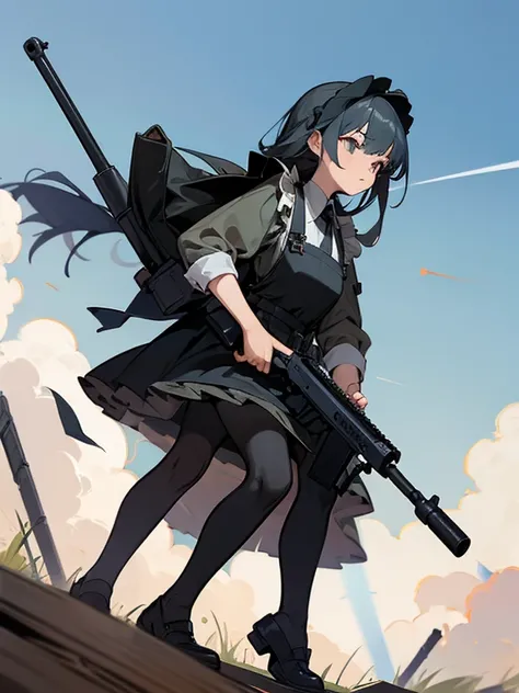 girl　Maid clothes　Anti-tank rifles　rocket launcher　Assault rifle　Beam rifle　hand gun