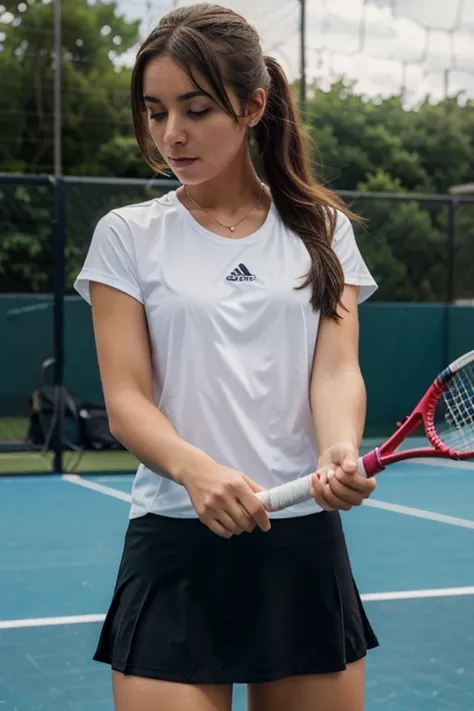 girl goal with a racket 