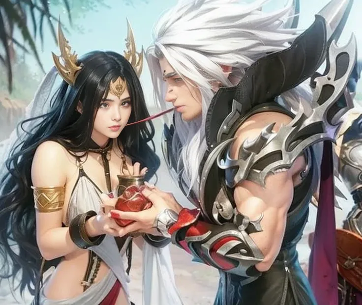 a close up of two characters Girl & boy realistic in fantasy style