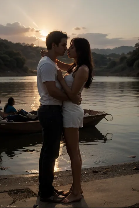 ((twilight))(entardecer radiante), "casal" contemplando sol.