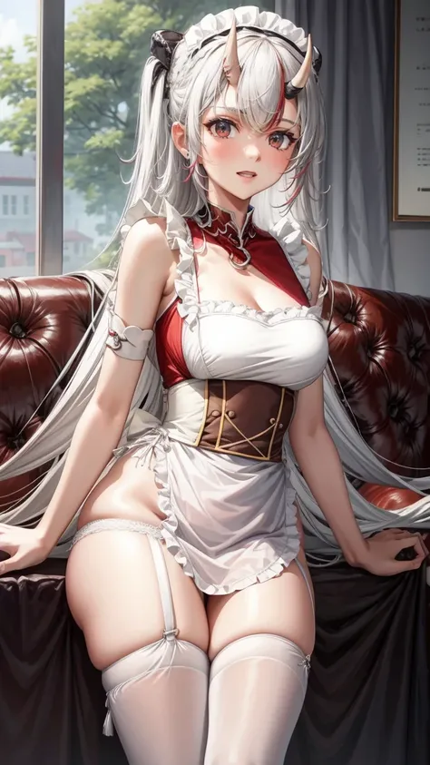 (masterpiece:1.3),(highly detailed:1.3),(highres:1.1),best quality,Ultra-detail,1girl,solo,kitchen,jelofolkwang,naked apron,((white apron)),ass,sideboob, unclear clothes , white pantie, ((perfect body)), salon,((take off pantie)), legwear ,hand pantie 