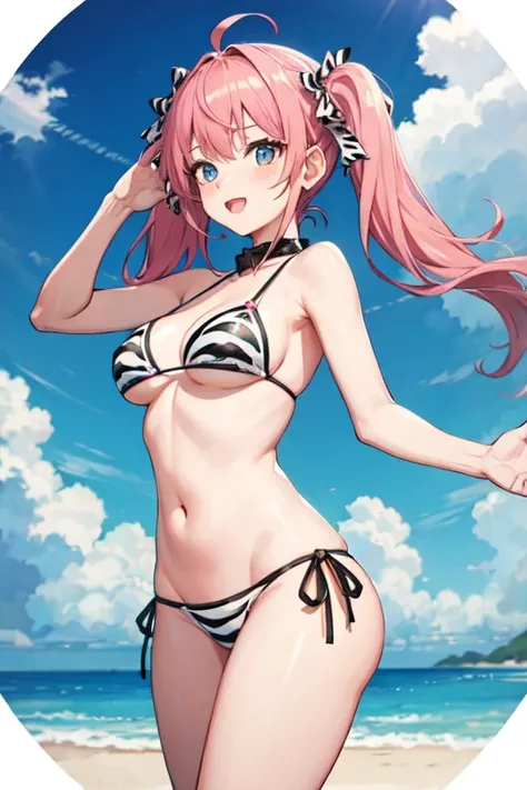 bikini　zebra pattern　girl　twin tails