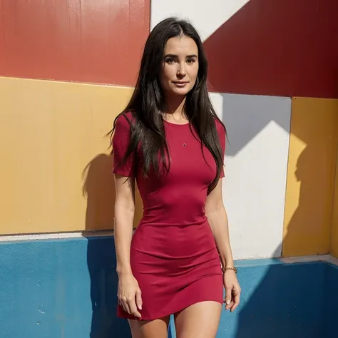 Demi Moore in tight colorful short dress