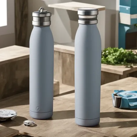 make a water bottle,with silicole material that is in cylindrical shape,que tenha a tampa de plastico