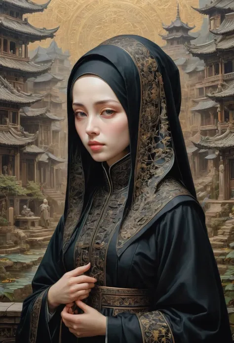 Nun, by Zhe School, best quality, masterpiece, very aesthetic, perfect composition, intricate details, ultra-detailed