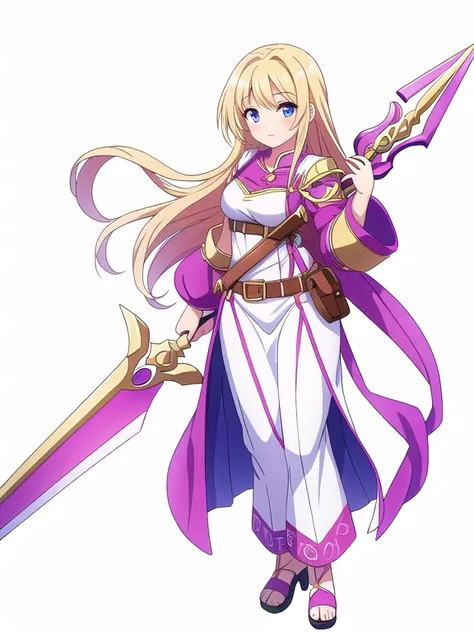 fantasy clothes, ((white background)), full body, weapon, female, solo,
