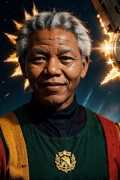 Nelson Mandela animated as super Saiyan blue 