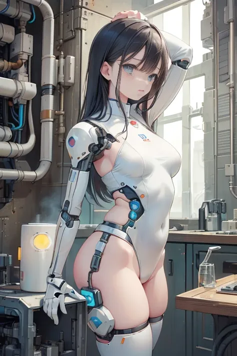 (realistic:1.4), (Raw photo)table top, highest quality, very detailed, (realistic:1.4), (8K, 4k, highest quality, High resolution, 超High resolution:1.1), 8K portrait,1 girl, Japanese アンdroid gid,Plump , announcer,Control panel,アンdroid,droid,mechanical hand...