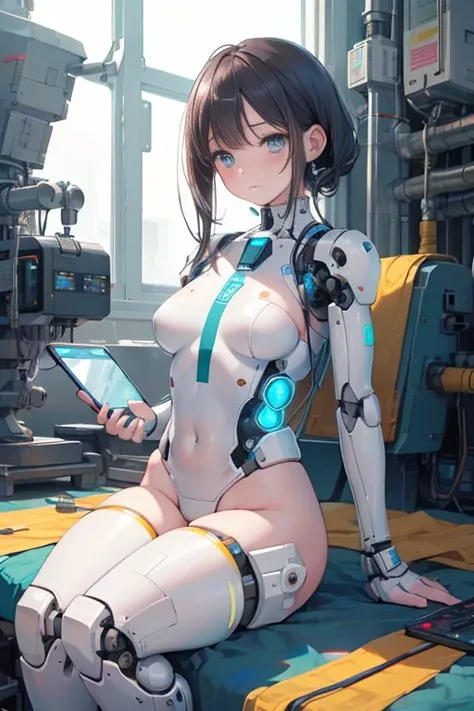 (realistic:1.4), (Raw photo)table top, highest quality, very detailed, (realistic:1.4), (8K, 4k, highest quality, High resolution, 超High resolution:1.1), 8K portrait,1 girl, Japanese アンdroid gid,Plump , announcer,Control panel,アンdroid,droid,mechanical hand...