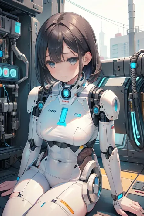 (realistic:1.4), (Raw photo)table top, highest quality, very detailed, (realistic:1.4), (8K, 4k, highest quality, High resolution, 超High resolution:1.1), 8K portrait,1 girl, Japanese アンdroid gid,Plump , announcer,Control panel,アンdroid,droid,mechanical hand...