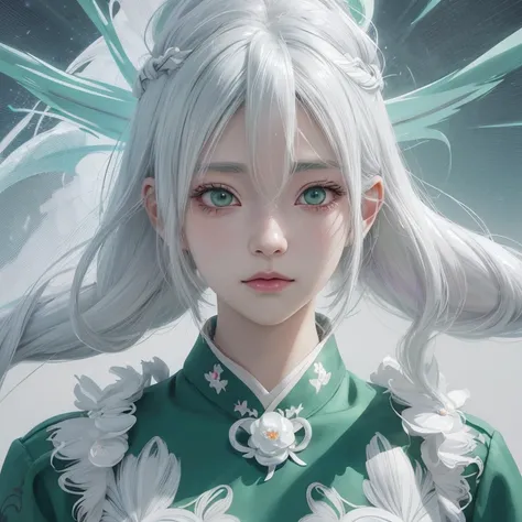 Anime girl with white hair and green eyes, detailed digital anime art, anime style 4k, white haired god, anime art wallpaper 4k, anime art wallpaper 4k, Best Anime 4K Kona-chan Wallpaper, anime art wallpaper 8k, detailed anime artwork, detailed anime art, ...