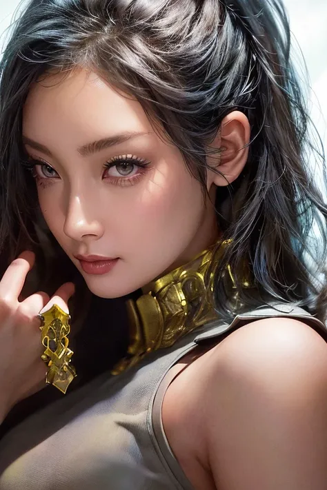 Roughcraft&#39;s Worldから来た女性のエイリアン, Super detailed artistic photography, midnight aura, night sky, detailed gorgeous face, dream-like, shine, with backlight, Glamour, sparkling, (very detailed face and eyes:1.2), (High resolutionの光る赤い目:1.4), perfect anatom...