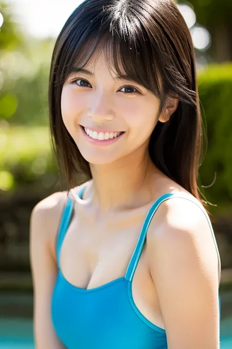 japanese woman　leotard　swimsuit　Transparent　smile　photograph　real