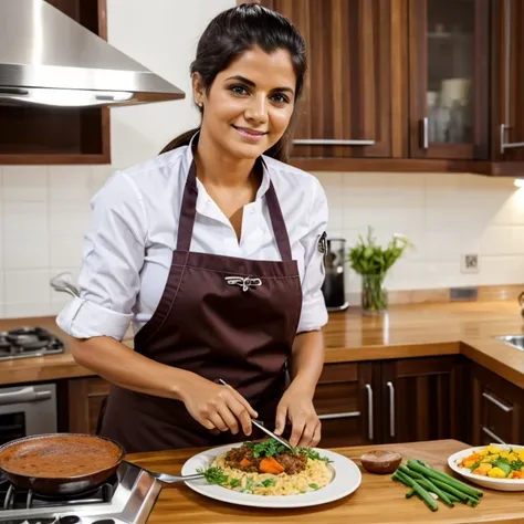 Mulher Loira Chefe de cozinha profissional 