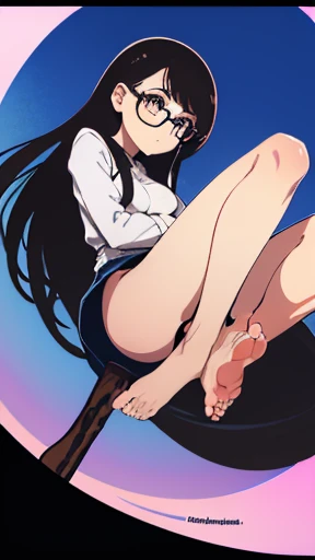 Primer de los pies, imagen extremadamente clara, Photography, ricos detalles, beautiful girl soles, pelo cualquier color, lentes, sujetador abierto, Bragas negras, nsfw, +18, mujer de anime, primer plano de los pies, pies, +18, porn,