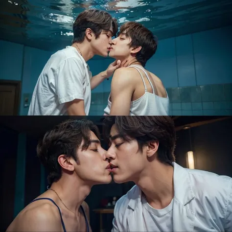 Jungkook from BTS kissing taehyung from BTS inside the blue sea 