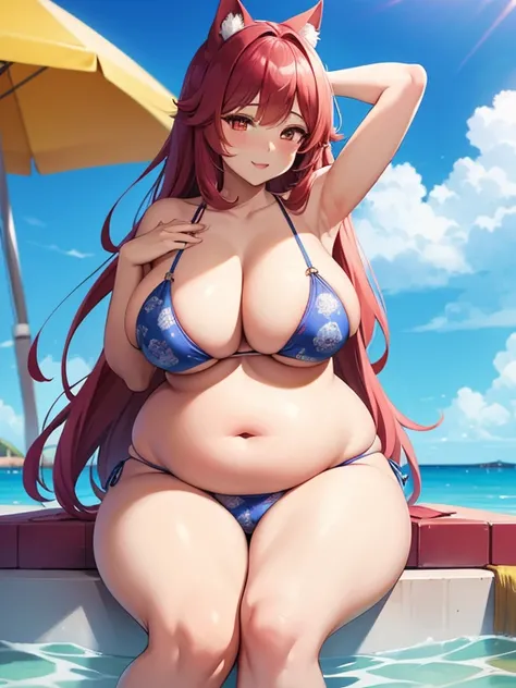 Ahri, bikini, bbw, Big Fat bloated belly, obese