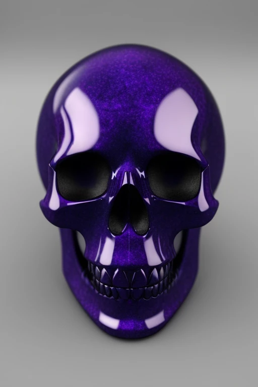 (realistic purple obsidian skull)