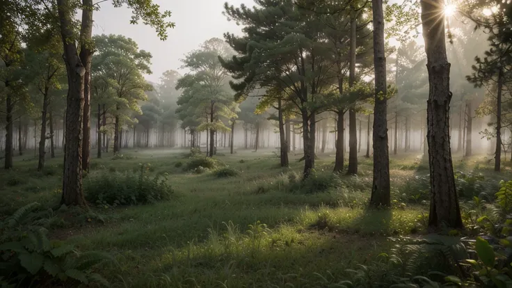 Deep Forrest early morning mist 