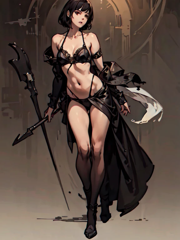 girl, ((Black abdomen, full body, No sleeve)), cleavage, horror art, Action shot of a That&#39;s horrible ghost beaten by the viewer, fear, highest quality, masterpiece, ultra high resolution, (realistic:1.4), go pro, beg for mercy, (In the Arena), Spooky,...