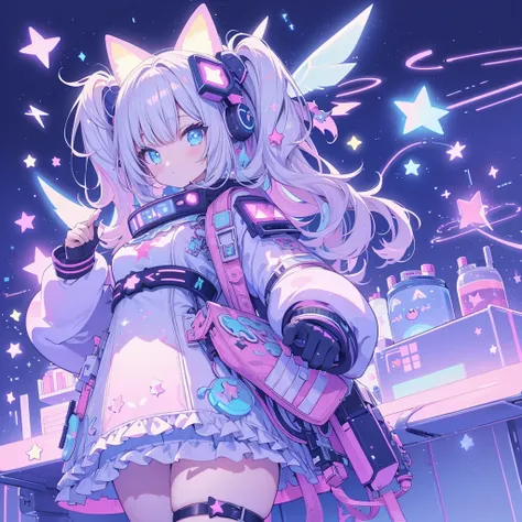 Star Fairy、cyber punk、simple background、kawaiitech