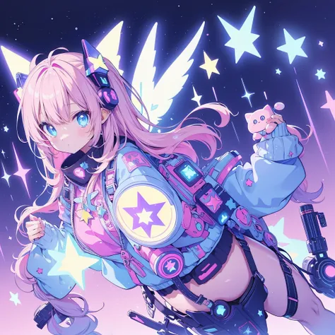 Star Fairy、cyber punk、simple background、kawaiitech