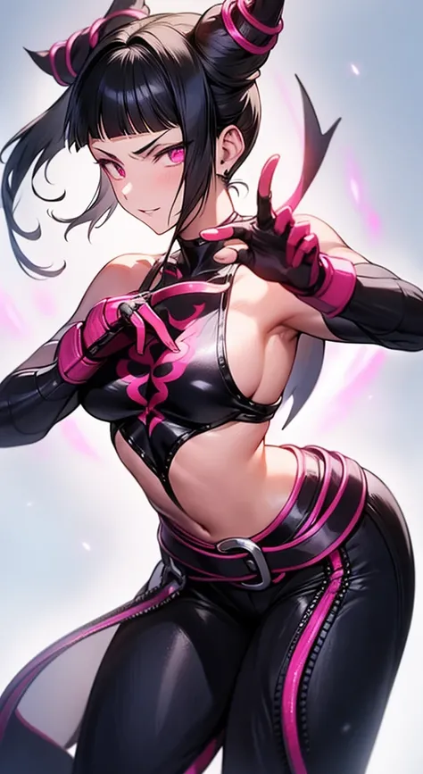 Juri Han, street fighter(master part, best quality, ultra-detalhado, Melhor sombra), (Antecedentes detalhados, Olhando para o Viewer, Serious, irritado), Rosto detalhado, (best ilumination), ((Cinematic light)), colorido, hiper detalhe, dramatic light, det...